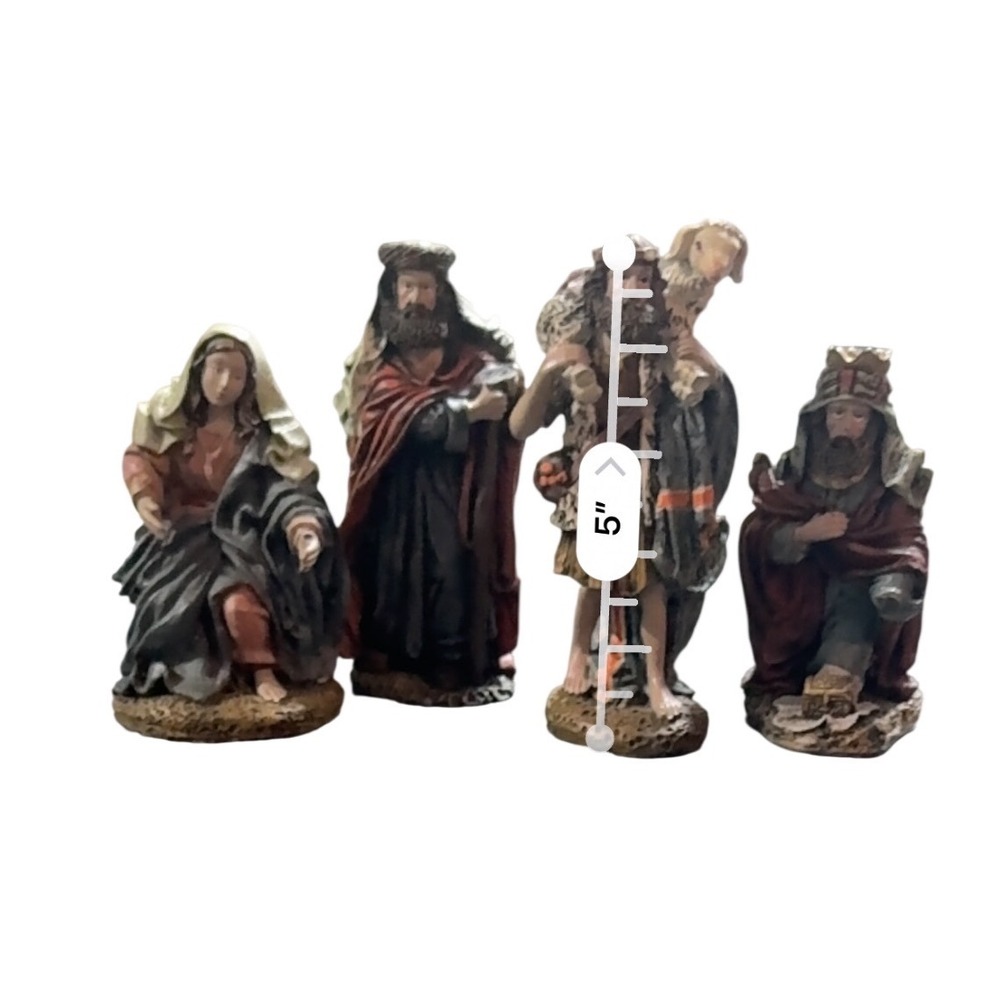 Vintage Nativity Figurines Set of 5 Hand Painted Resin Christmas Décor‎ - Picture 6 of 6
